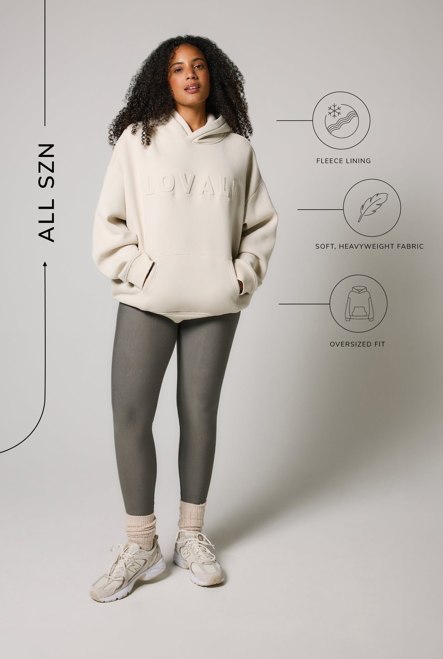 LOVALL SummitFleece Heavyweight Oversized Hoodie - Ecru