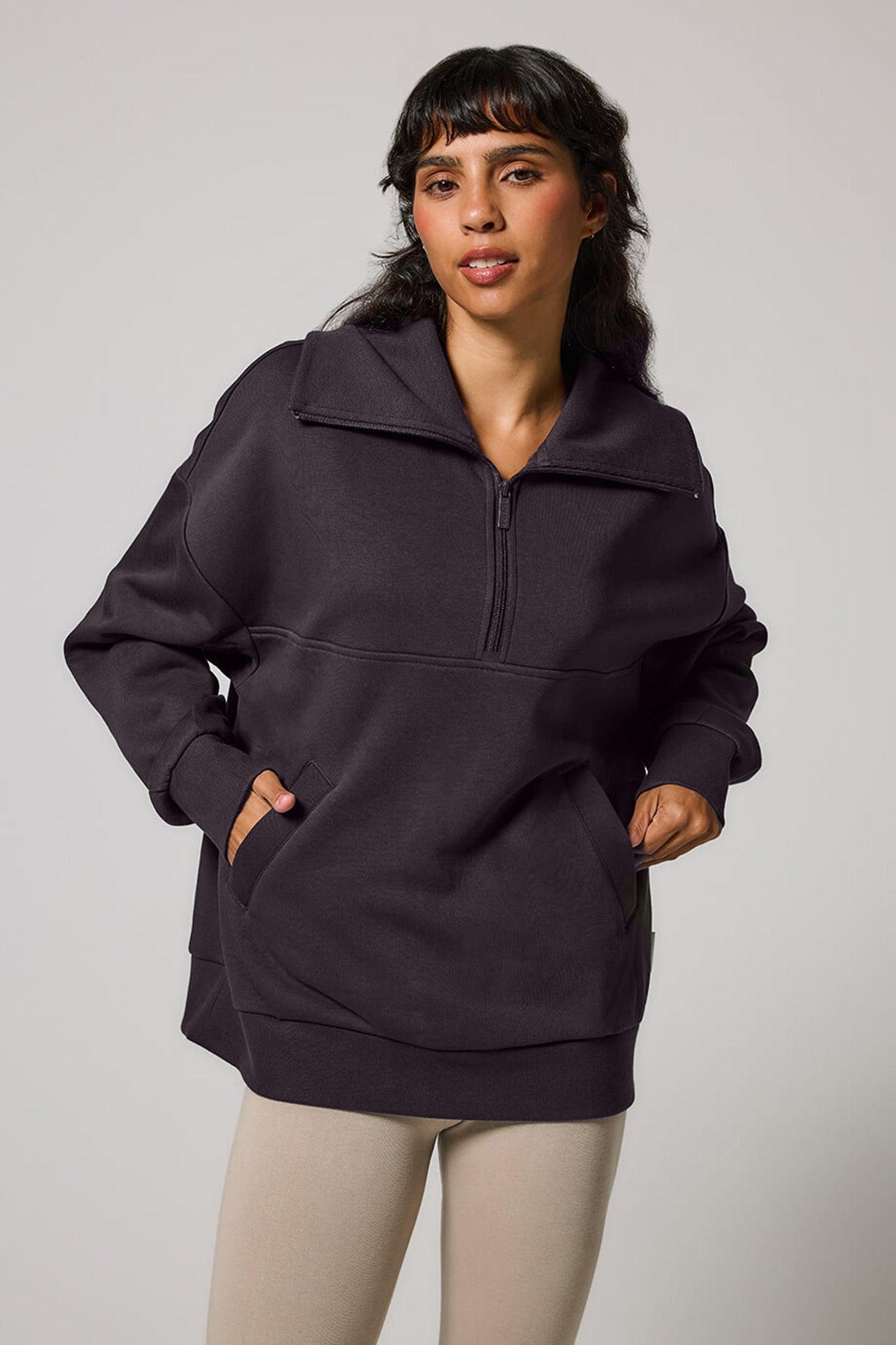 TerraFleece Organic AllSeason Oversized Quarter-Zip Sweatshirt - Shadow Grey