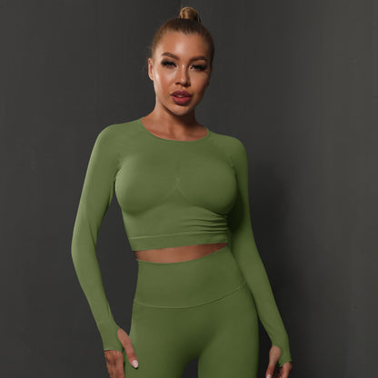 Seamless Knitted Solid Color Peach Tight Top