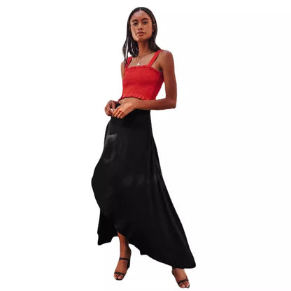 High-grade Irregular Half-length Pure Color Ruffles High Waist Skirt