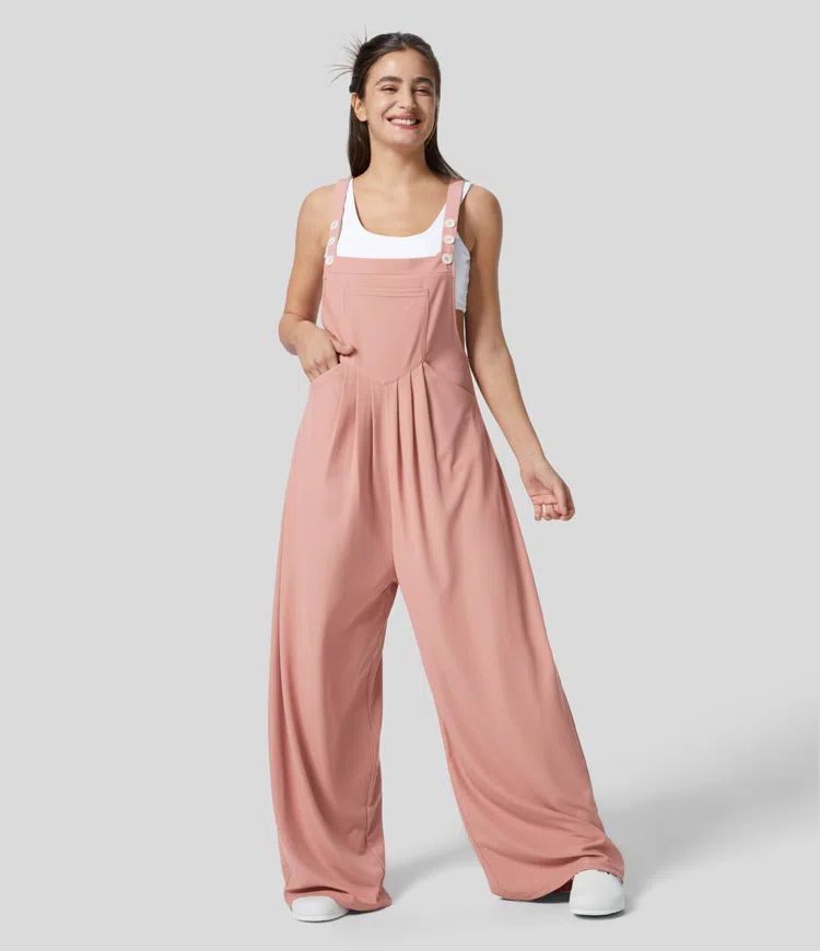 LuxeLoft WaffleWeave Suspender Jumpsuit for Women