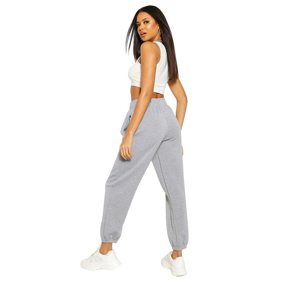 Pure Color High Waist All-match Loose Women's Sports Pants