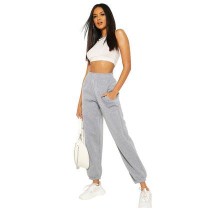 Pure Color High Waist All-match Loose Women's Sports Pants