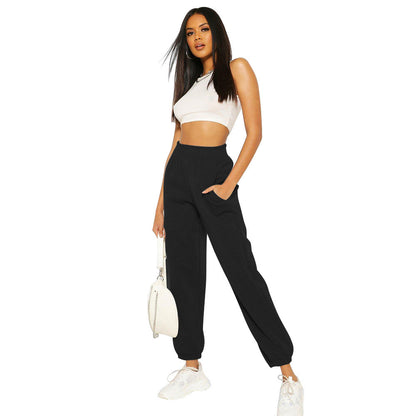 Pure Color High Waist All-match Loose Women's Sports Pants