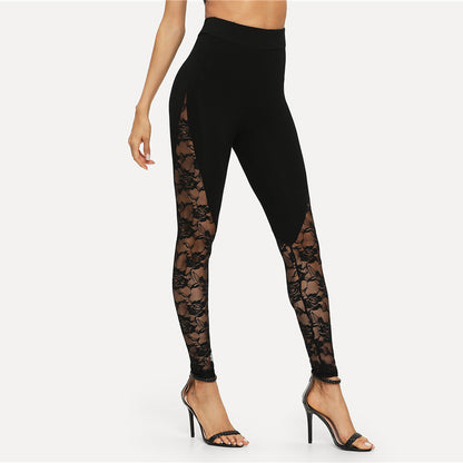 LaceBloom High-Waist Cropped Pants