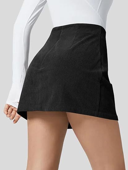 AutumnCrest Corduroy High-Waist A-Line Zipper-Detail Skirt