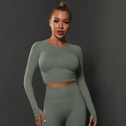 Seamless Knitted Solid Color Peach Tight Top