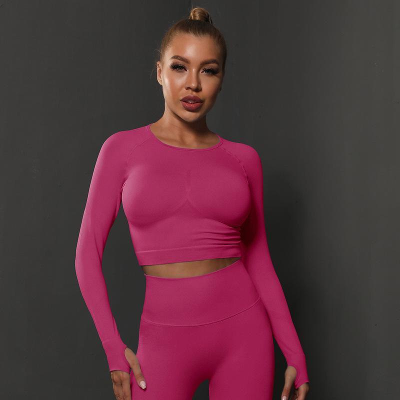 Seamless Knitted Solid Color Peach Tight Top