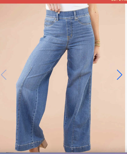 RetroGlow ThermaLuxe High-Waist Wide-Leg Jeans for Women