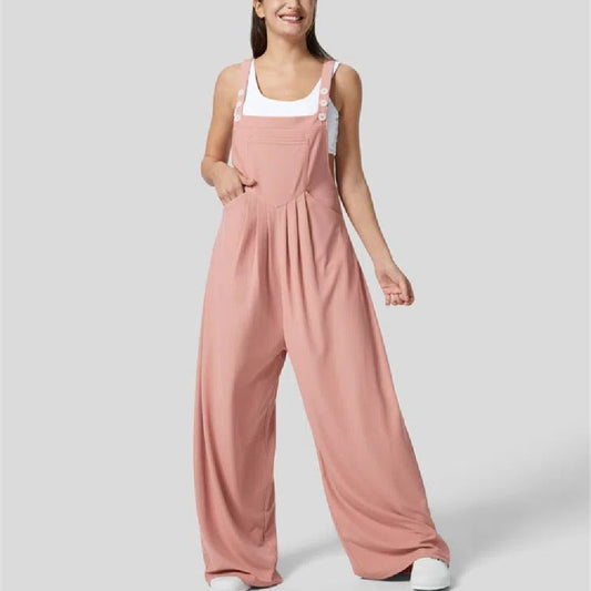 LuxeLoft WaffleWeave Suspender Jumpsuit for Women