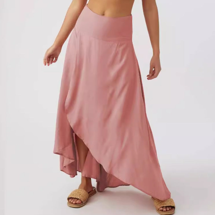 High-grade Irregular Half-length Pure Color Ruffles High Waist Skirt