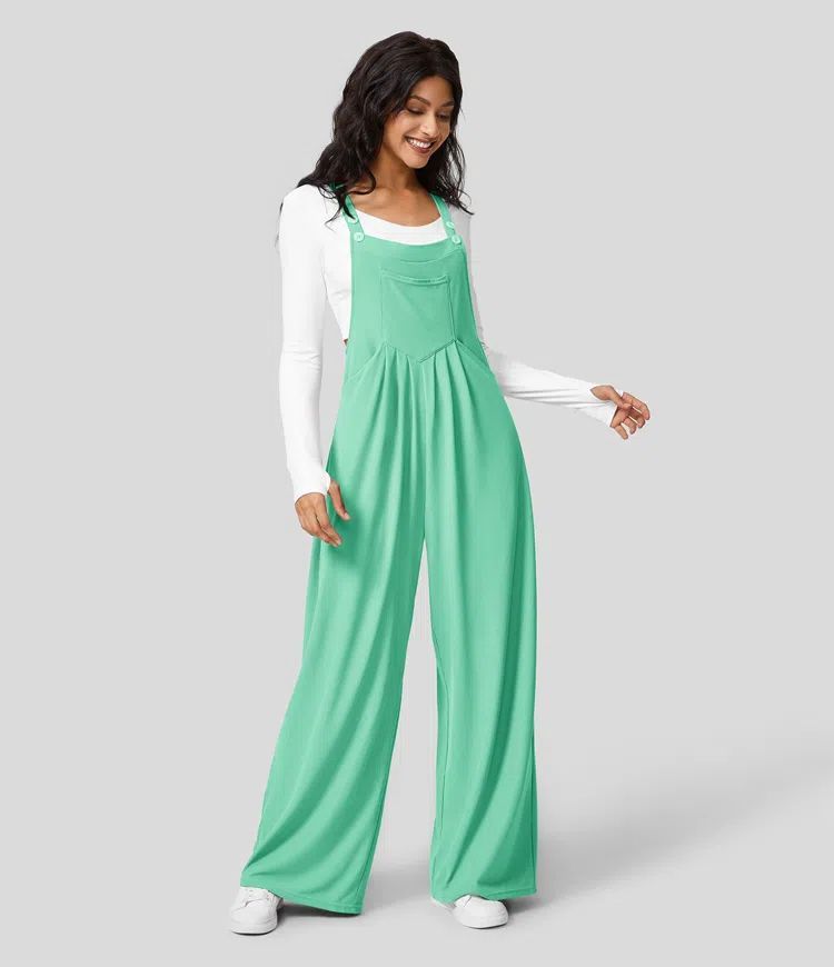 LuxeLoft WaffleWeave Suspender Jumpsuit for Women