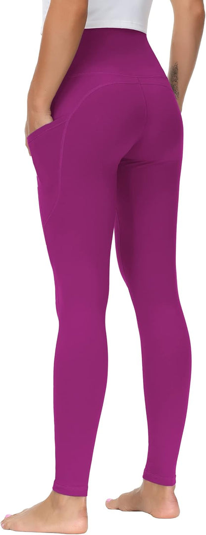 THE GYM PEOPLE Thick High Waist Yoga Pants with Pockets, Tummy Control Workout Running Yoga Leggings for Women