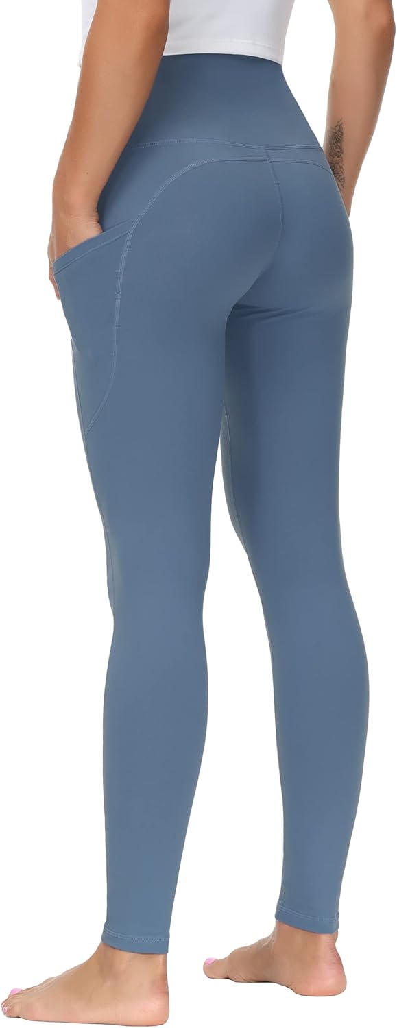 THE GYM PEOPLE Thick High Waist Yoga Pants with Pockets, Tummy Control Workout Running Yoga Leggings for Women