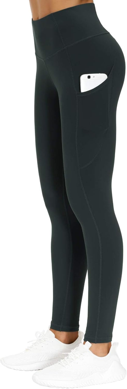 THE GYM PEOPLE Thick High Waist Yoga Pants with Pockets, Tummy Control Workout Running Yoga Leggings for Women