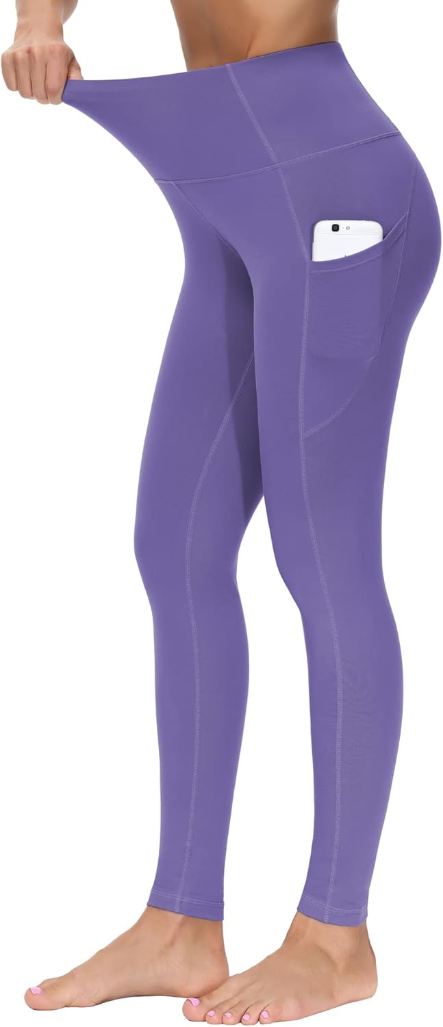 THE GYM PEOPLE Thick High Waist Yoga Pants with Pockets, Tummy Control Workout Running Yoga Leggings for Women