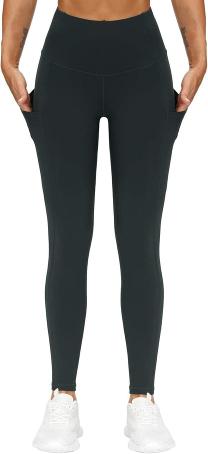 THE GYM PEOPLE Thick High Waist Yoga Pants with Pockets, Tummy Control Workout Running Yoga Leggings for Women