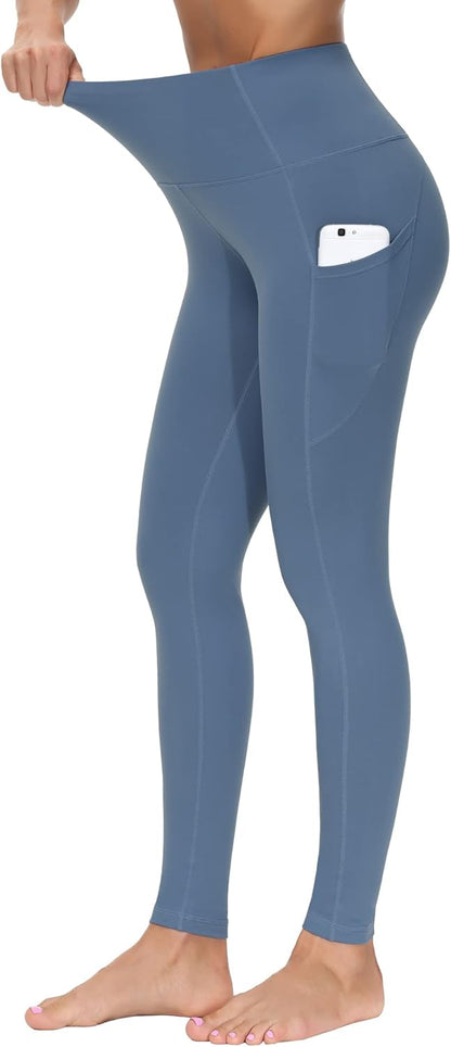 THE GYM PEOPLE Thick High Waist Yoga Pants with Pockets, Tummy Control Workout Running Yoga Leggings for Women
