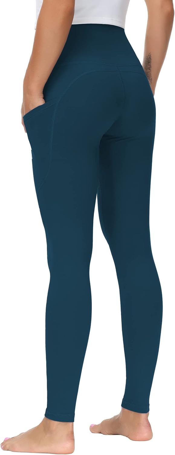 THE GYM PEOPLE Thick High Waist Yoga Pants with Pockets, Tummy Control Workout Running Yoga Leggings for Women