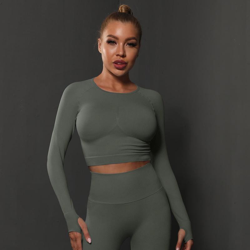 Seamless Knitted Solid Color Peach Tight Top