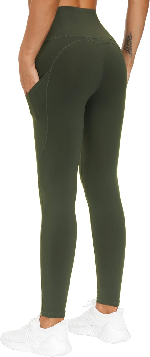 THE GYM PEOPLE Thick High Waist Yoga Pants with Pockets, Tummy Control Workout Running Yoga Leggings for Women