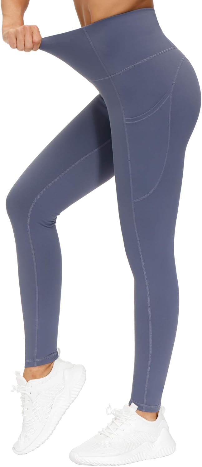THE GYM PEOPLE Thick High Waist Yoga Pants with Pockets, Tummy Control Workout Running Yoga Leggings for Women