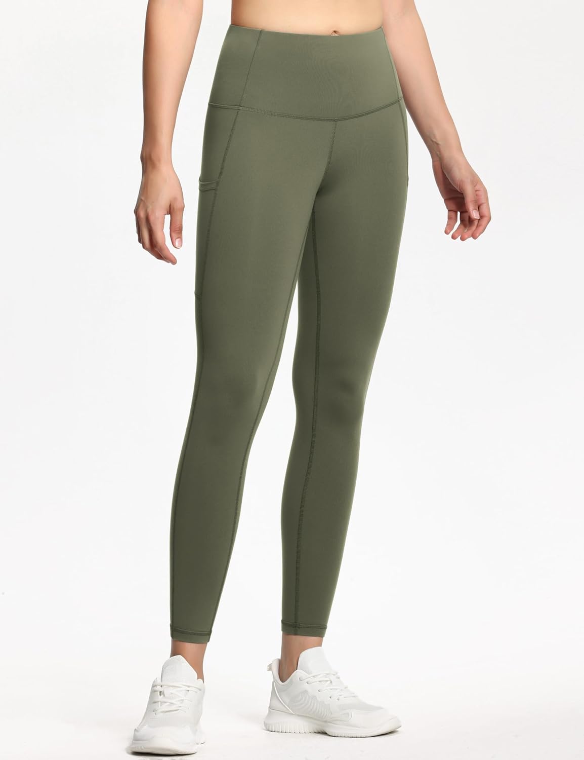 THE GYM PEOPLE Thick High Waist Yoga Pants with Pockets, Tummy Control Workout Running Yoga Leggings for Women