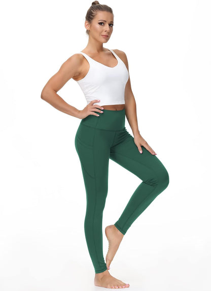 THE GYM PEOPLE Thick High Waist Yoga Pants with Pockets, Tummy Control Workout Running Yoga Leggings for Women