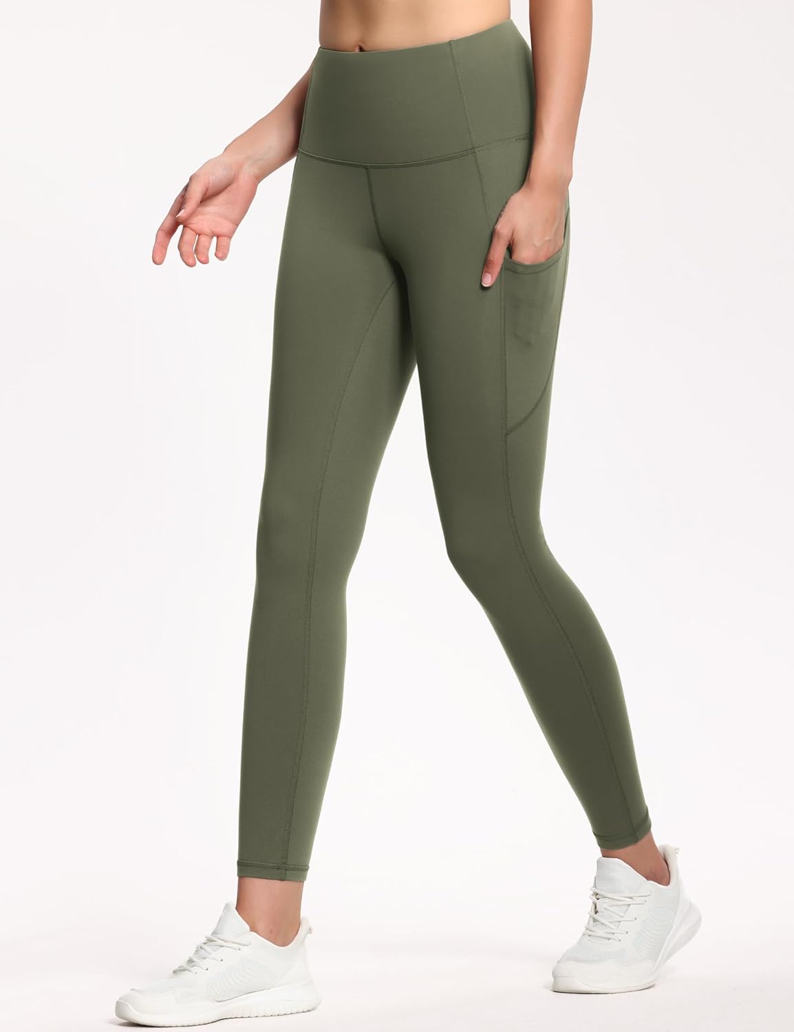 THE GYM PEOPLE Thick High Waist Yoga Pants with Pockets, Tummy Control Workout Running Yoga Leggings for Women