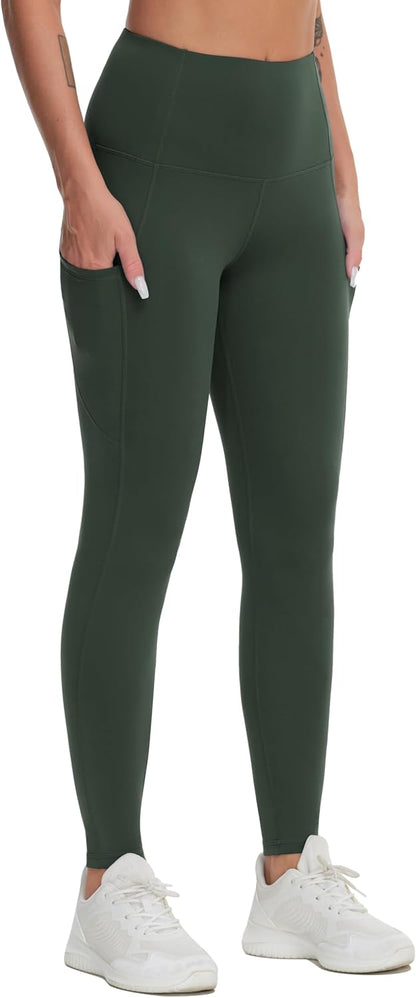 THE GYM PEOPLE Thick High Waist Yoga Pants with Pockets, Tummy Control Workout Running Yoga Leggings for Women