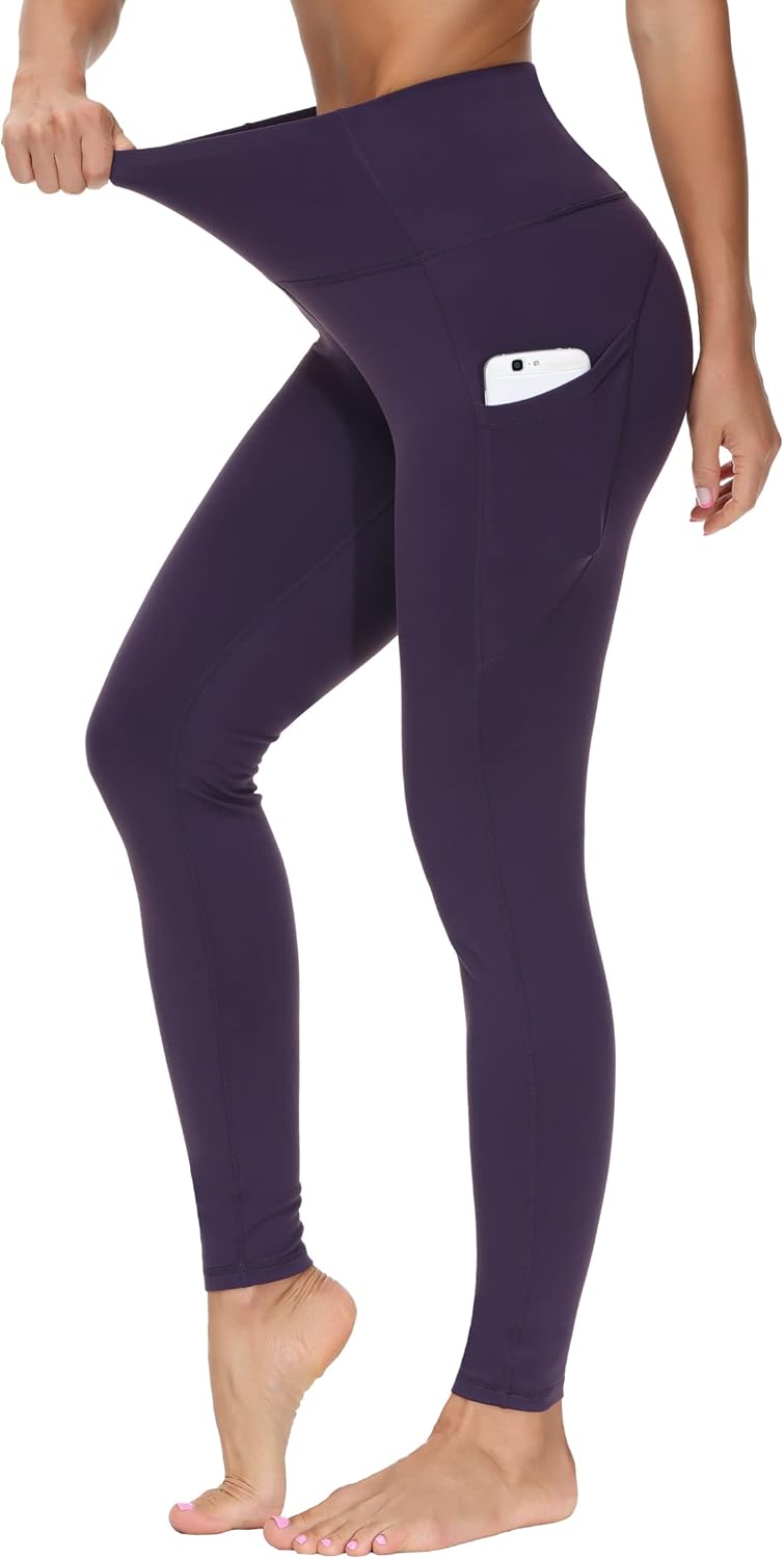 THE GYM PEOPLE Thick High Waist Yoga Pants with Pockets, Tummy Control Workout Running Yoga Leggings for Women