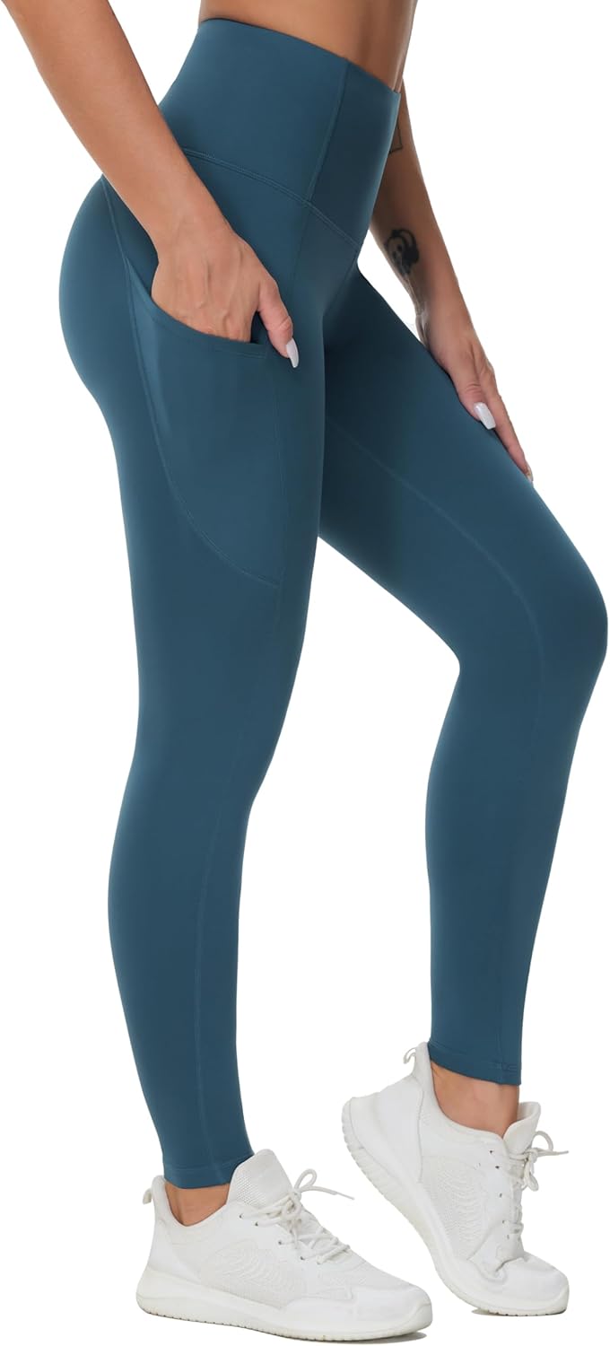 THE GYM PEOPLE Thick High Waist Yoga Pants with Pockets, Tummy Control Workout Running Yoga Leggings for Women