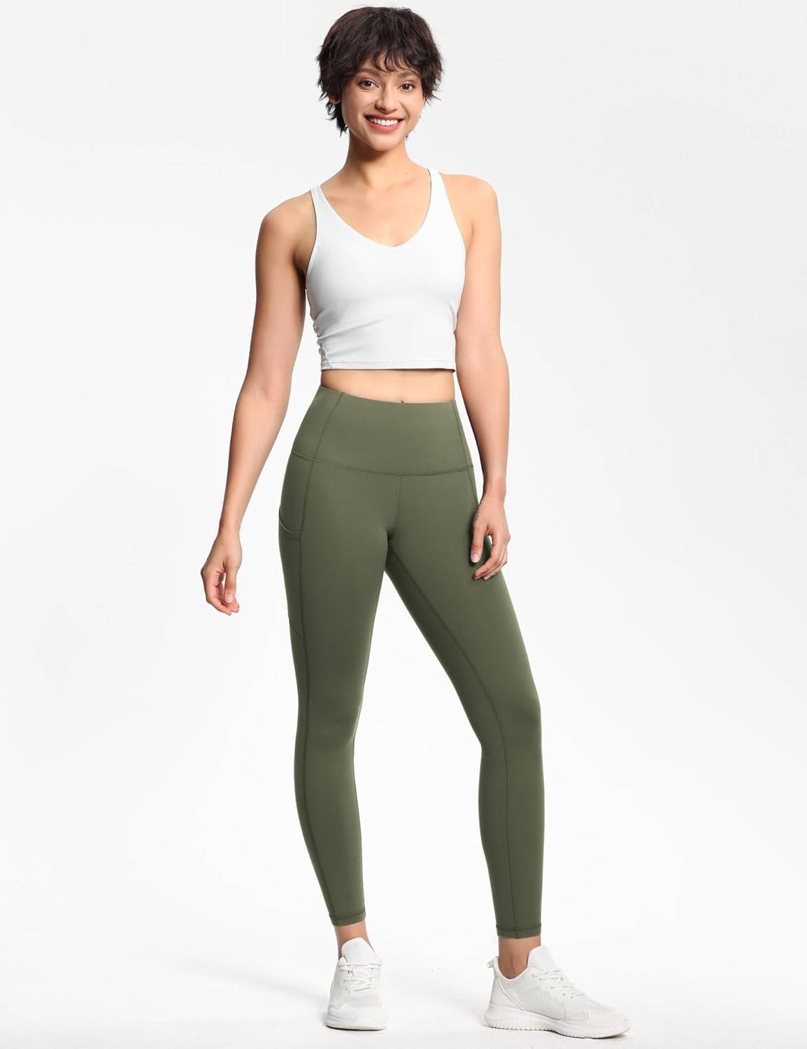 THE GYM PEOPLE Thick High Waist Yoga Pants with Pockets, Tummy Control Workout Running Yoga Leggings for Women