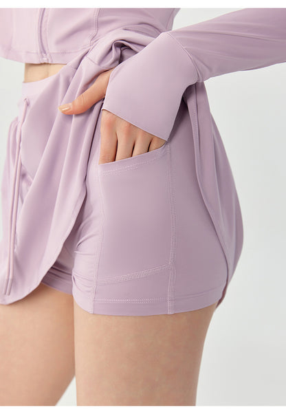 Ice-sensitive UV Protection Yoga Skirts Fake Two-piece Anti-exposure Sports All-match