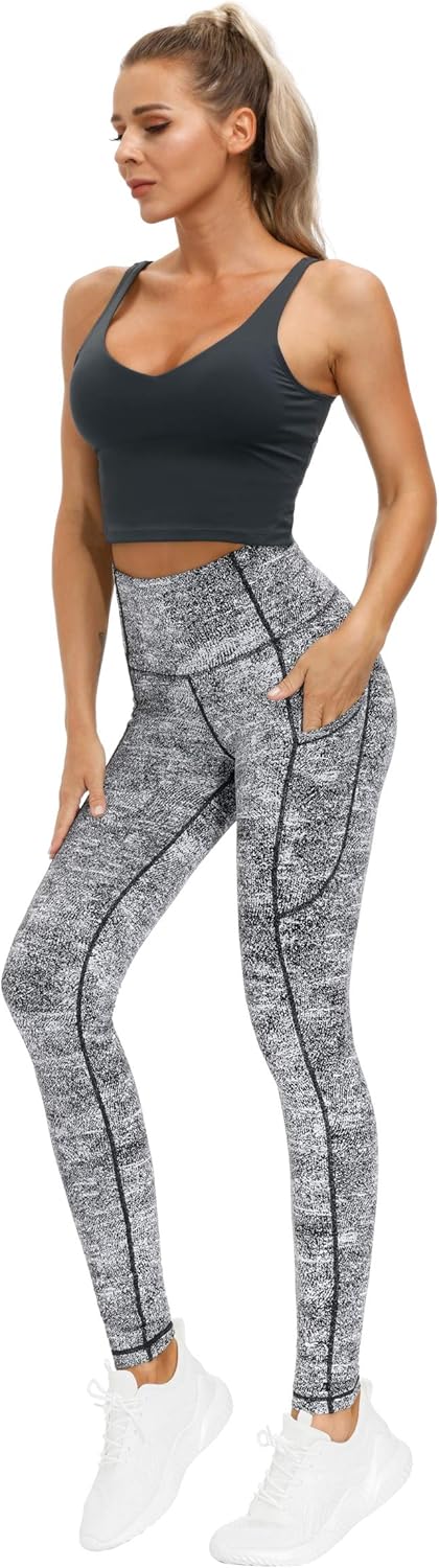 THE GYM PEOPLE Thick High Waist Yoga Pants with Pockets, Tummy Control Workout Running Yoga Leggings for Women