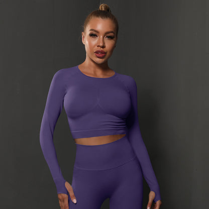 Seamless Knitted Solid Color Peach Tight Top