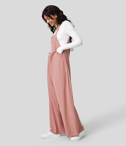 LuxeLoft WaffleWeave Suspender Jumpsuit for Women