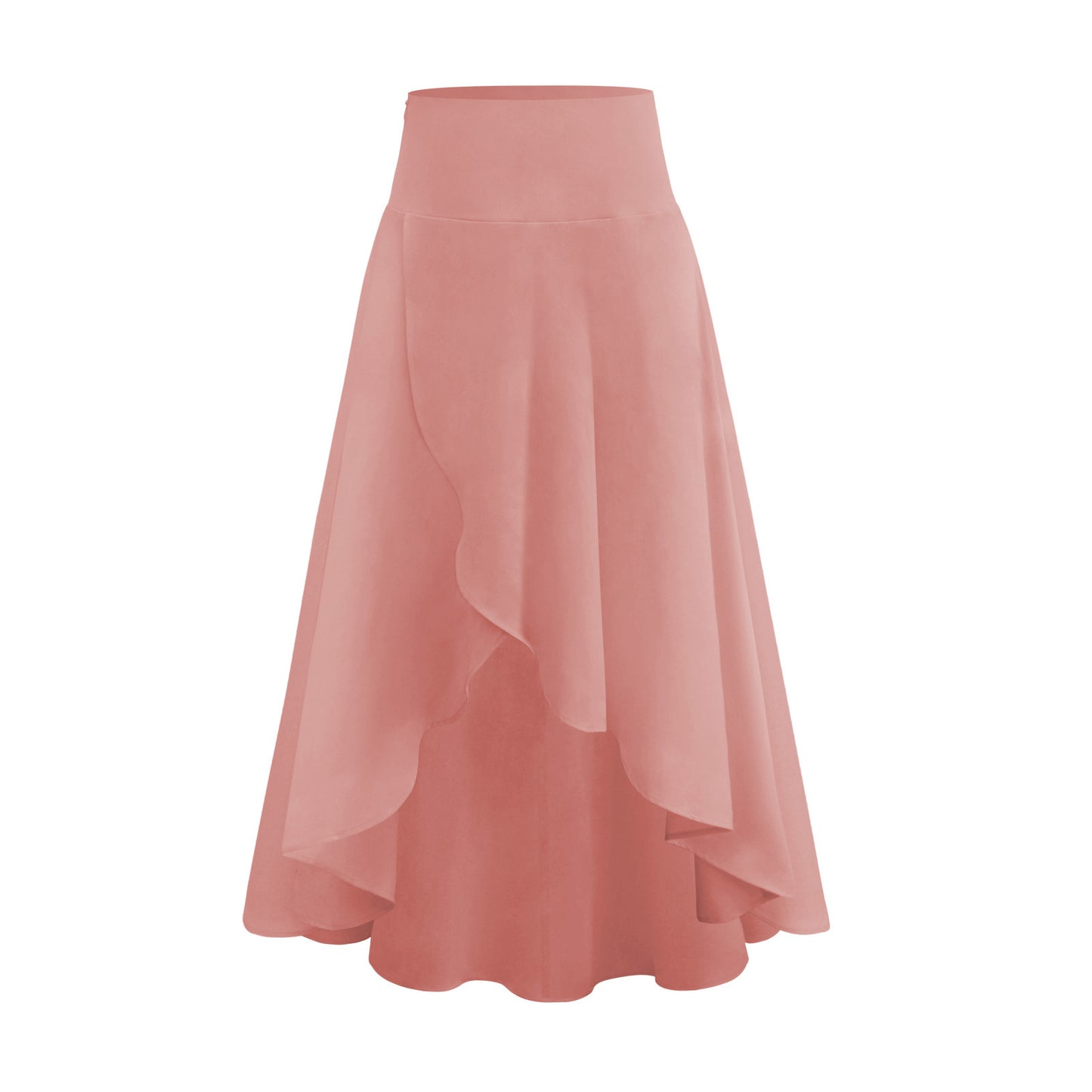 High-grade Irregular Half-length Pure Color Ruffles High Waist Skirt