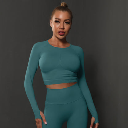 Seamless Knitted Solid Color Peach Tight Top