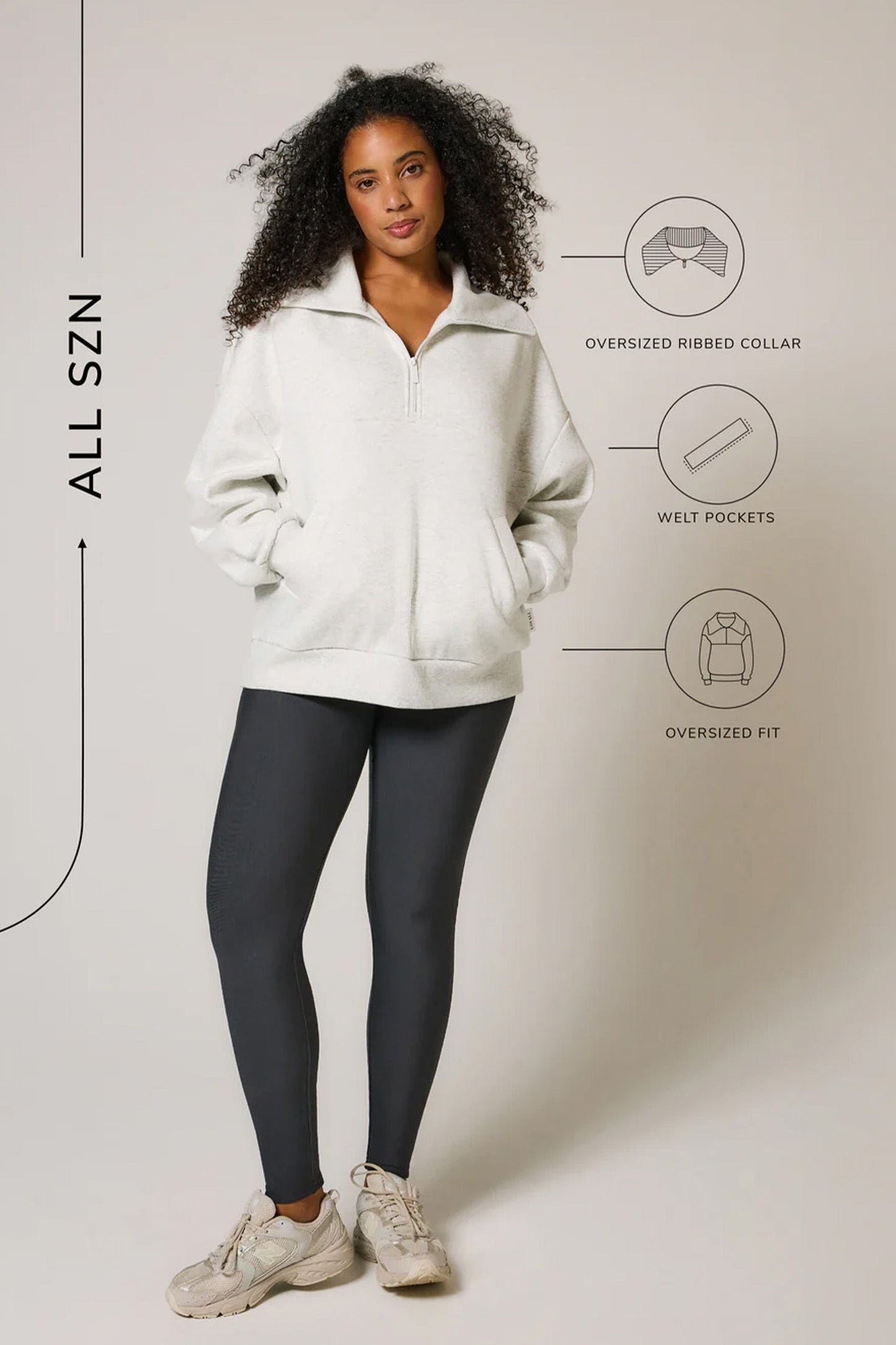 EcoHaven Organic AllSeason Oversized Quarter-Zip Fleece Sweatshirt