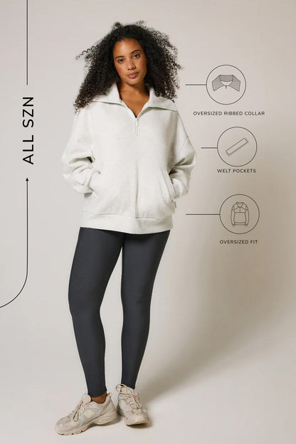 EcoHaven Organic AllSeason Oversized Quarter-Zip Fleece Sweatshirt