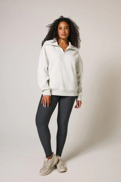 EcoHaven Organic AllSeason Oversized Quarter-Zip Fleece Sweatshirt