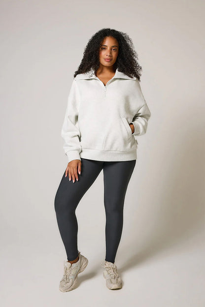 EcoHaven Organic AllSeason Oversized Quarter-Zip Fleece Sweatshirt