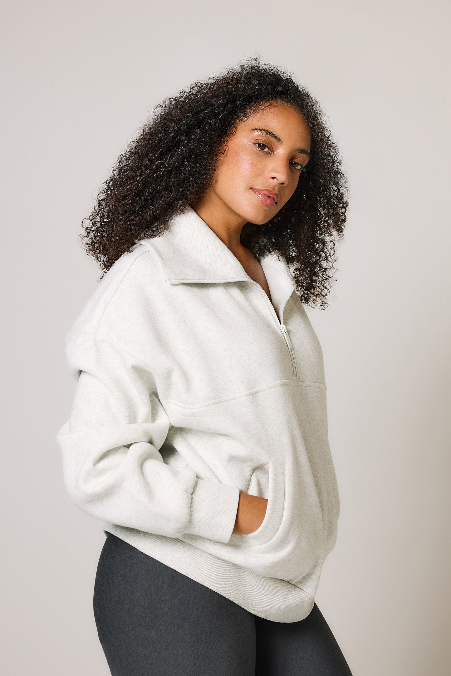 EcoHaven Organic AllSeason Oversized Quarter-Zip Fleece Sweatshirt