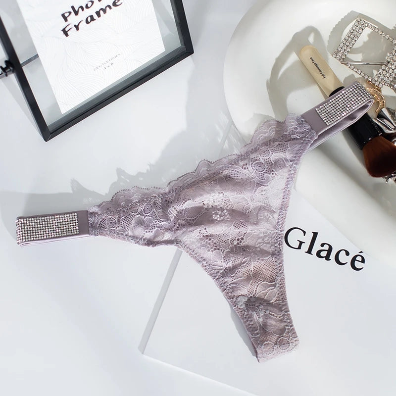 Velora “LOVE” Crystal Lace G-String