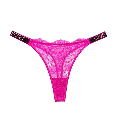 Velora “LOVE” Crystal Lace G-String
