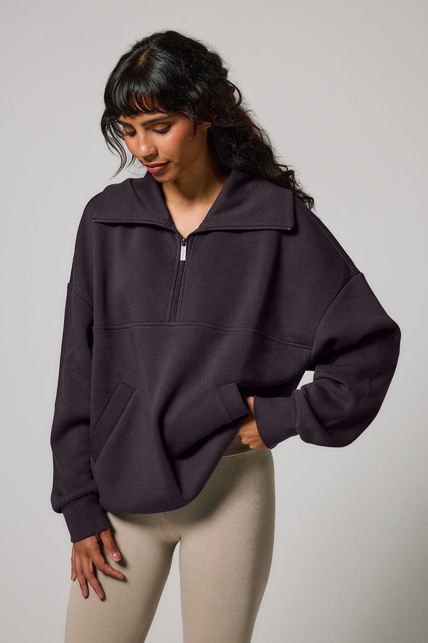 TerraFleece Organic AllSeason Oversized Quarter-Zip Sweatshirt - Shadow Grey