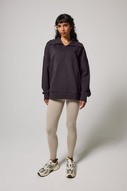 TerraFleece Organic AllSeason Oversized Quarter-Zip Sweatshirt - Shadow Grey