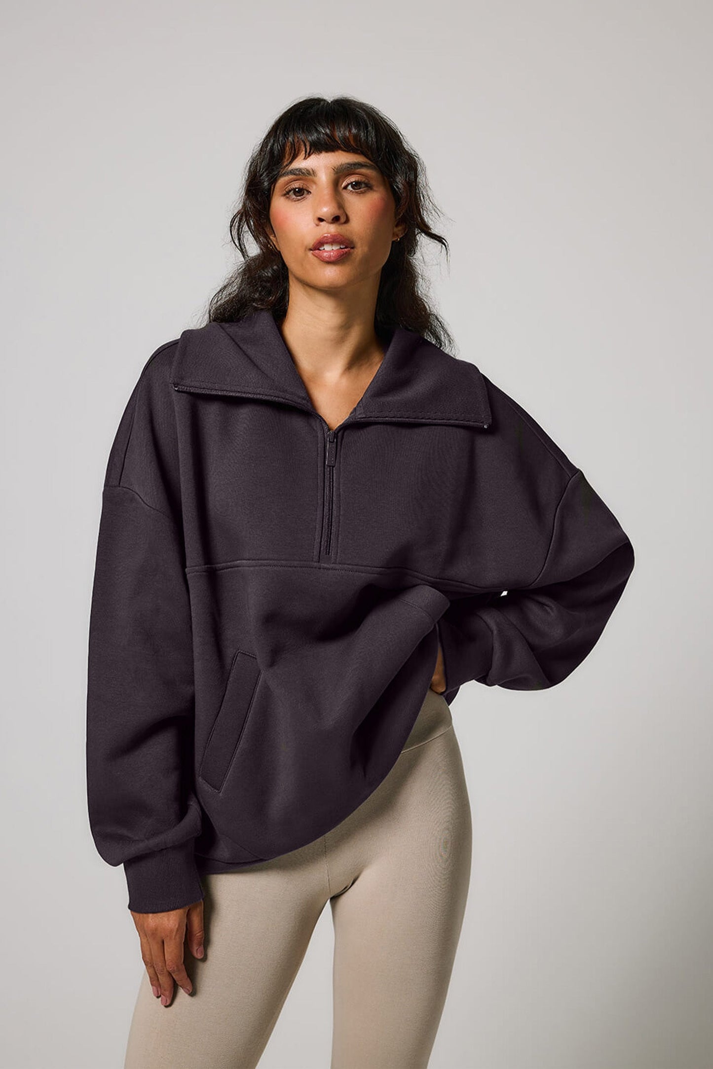 TerraFleece Organic AllSeason Oversized Quarter-Zip Sweatshirt - Shadow Grey