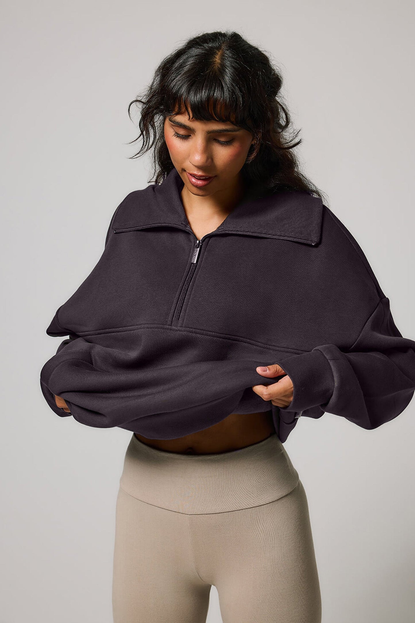 TerraFleece Organic AllSeason Oversized Quarter-Zip Sweatshirt - Shadow Grey